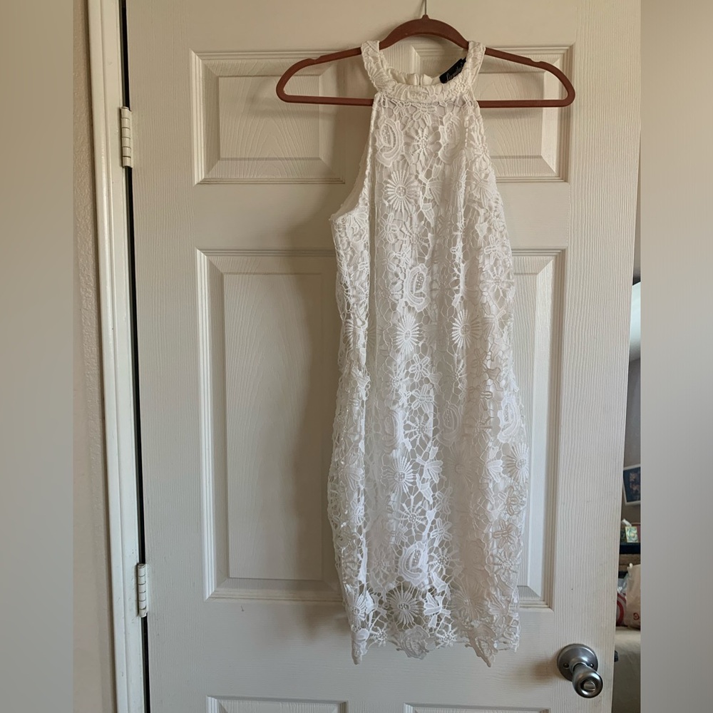 White lace mini dress